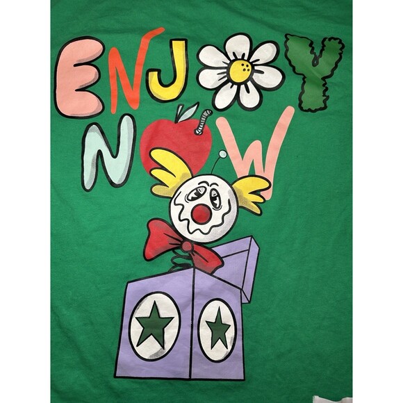 Bershka Green Graphic T-Shirt Enjoy Now Pets Ownership Men’s Large - Picture 3 of 6